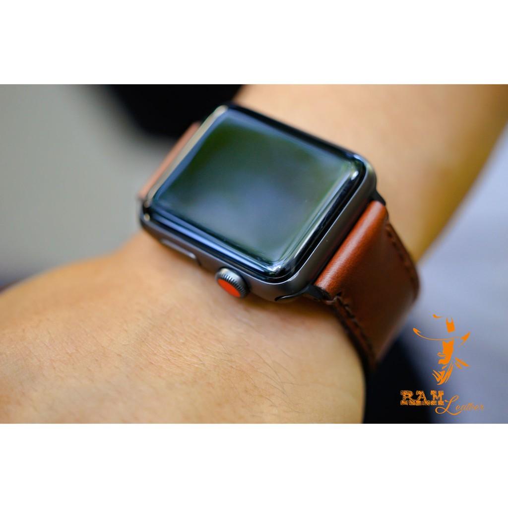 DÂY DA BÒ NÂU ĐỎ CHO APPLE WATCH – RAM LEATHER CỰC KỲ SANG TRỌNG (DA BÒ THẬT) – RAM V3-ĐỦ SIZE APPLE WATCH 38/40 , 42/44