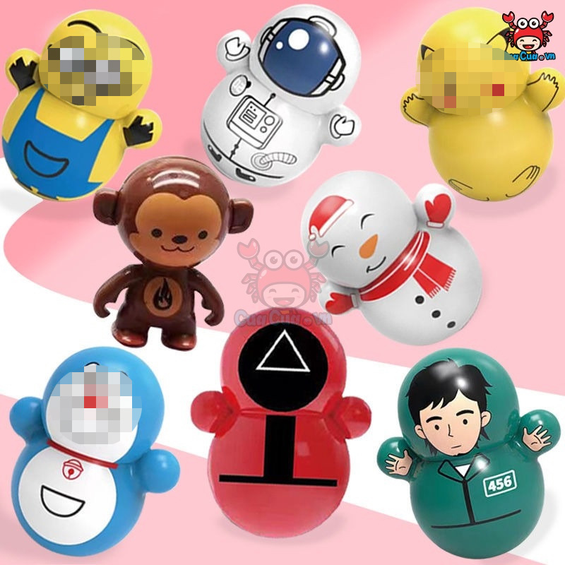 Lật đật squid game mini, đồ chơi lật đật mini doraemon cho bé cute dễ thương giá rẻ (pikachu, trò chơi con mực, minion)