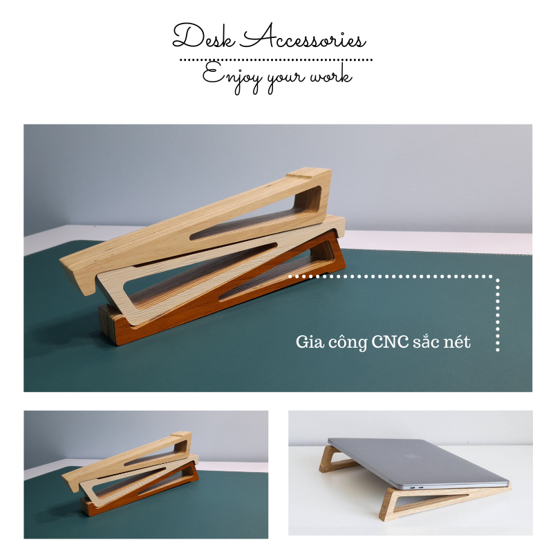 Giá Đỡ Laptop Hỗ Trợ Tản Nhiệt Gỗ Plywood Thiết Kế Thông Minh Nhẹ Bền Đẹp