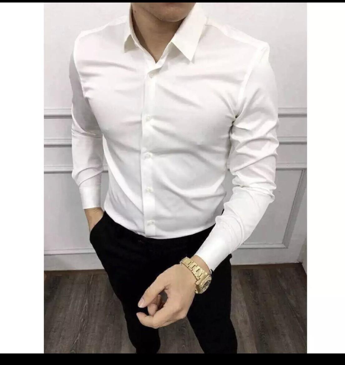 Áo sơ mi nam trắng trơn cao cấp 100% Cotton hàng QUẢNG CHÂU - XXL