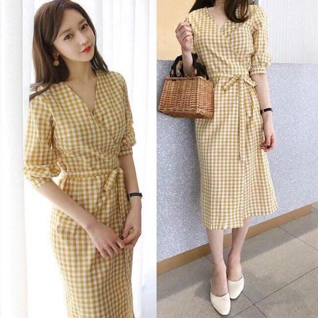 ĐẦM CARO THẮT EO NỮ TÍNH