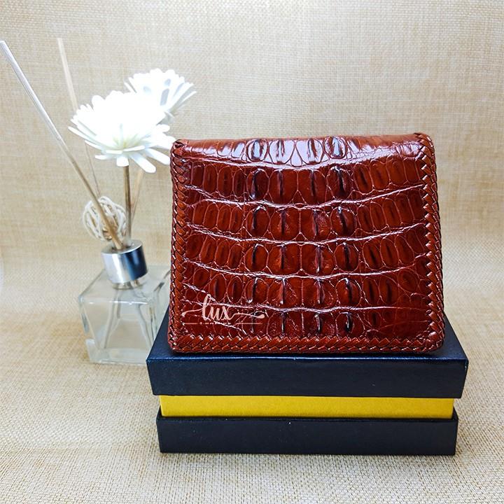 Ví Nam Da Cá Sấu LuxLeather LM1101 Đan viền thủ công - Một mặt - Kiểu Đứng- Da đuôi