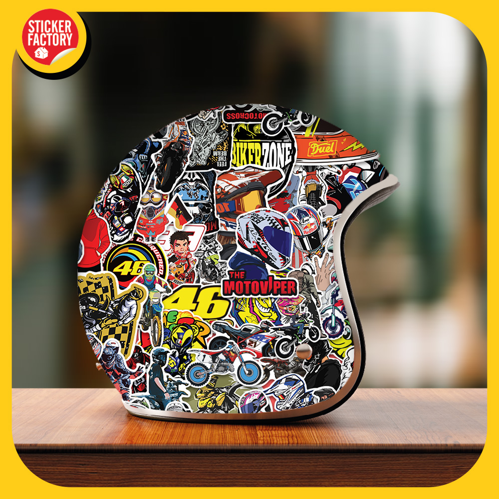 Motorcycle - Set 100 sticker decal hình dán nón bảo hiểm, laptop, xe máy, ô tô - STICKER FACTORY