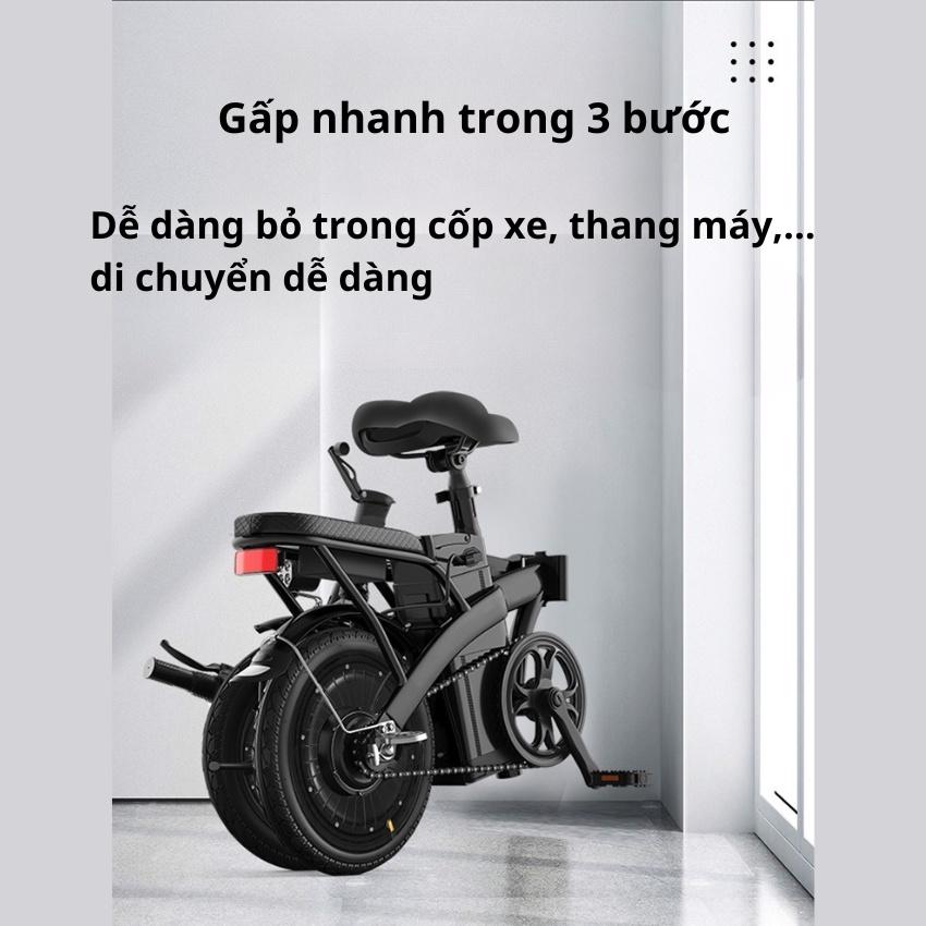 Xe Đạp Trợ Lực Điện Gấp Gọn bánh 14inch, tốc độ 25Km/h, Xe Đạp Điện Gấp Gọn Dáng Thể Thao