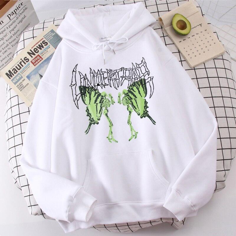 Áo Hoodie Dáng Rộng In Hình Đầu Lâu Bướm Phong Cách Hip Hop dáng unisex Đường Phố Cho Nam Nữ