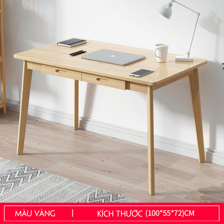 Bàn Làm Việc , Bàn Học Sinh , Bàn Văn Phòng Gỗ Chống Ẩm Mốc Mối Mọt Độ Bền Cao 2 Ngăn Đựng Đồ - M056