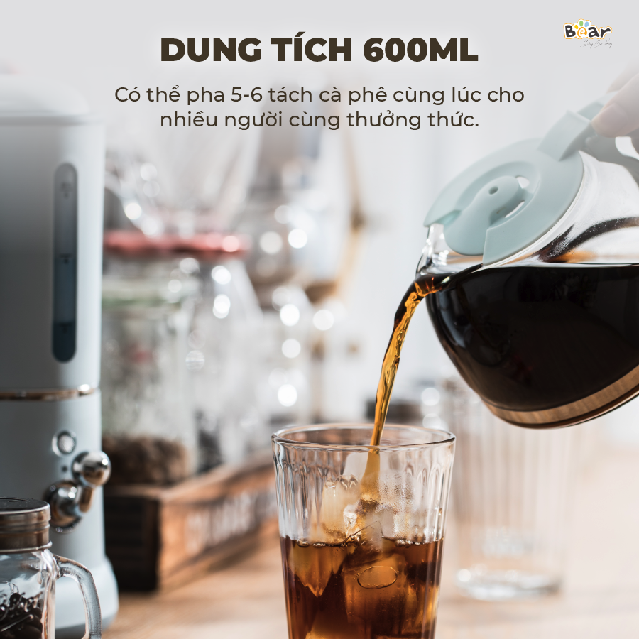 Máy Pha Cà Phê Mini Bear Nhỏ Gọn Tiện Dụng Pha Trà Pha Coffee Tự Động Giữ Ấm Loại Bỏ Cặn SB-CF06A HÀNG CHÍNH HÃNG