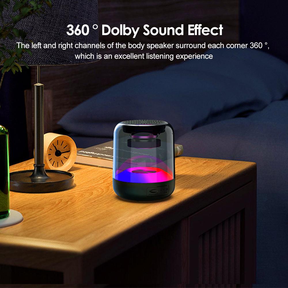 Điện Thoại Di Động Loa Bluetooth Chất Lượng Cao Đèn Nhiều Màu Sắc Không Dây Nhỏ Hộp Âm Thanh Loa Siêu Trầm Di Động Nhà Tác Động Mini Tặng Color: Red