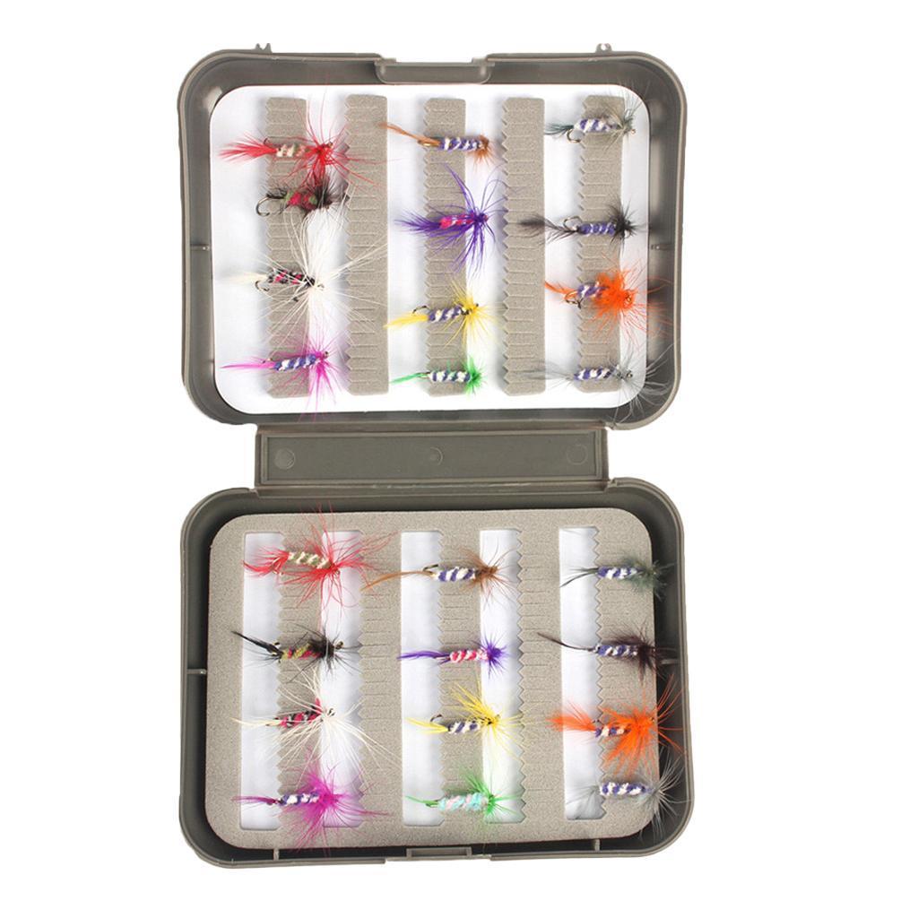 24pcs Fly Fishing Flies Kit Fishing Flies Wet Flies Assortment + Fly Box for Bass Salmon Trout Fish