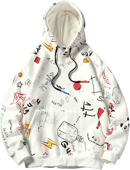 Áo khoác/Áo nỉ nam, loại mỏng, họa tiết in hoa, hình graffiti, size lớn, kiểu dáng thời trang TA235