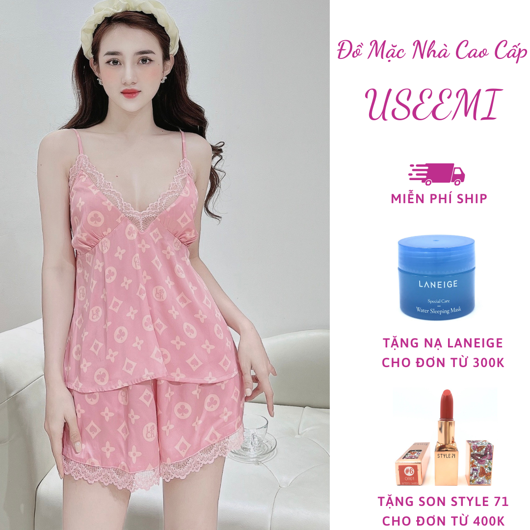 Đồ ngủ sexy nữ hai 2 dây gợi cảm, bộ lụa mặc nhà nữ nhiều màu sang chảnh –USEEMI  đồ mặc nhà cao cấp