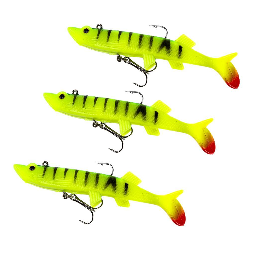 3Pcs Soft Lead Fishing Lures Sinking Swimbaits T Tail Casting Lures 12cm
