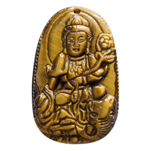 Mặt Dây Chuyền Phổ Hiền Bồ Tát Mắt Hổ Vàng - Phật Bản Mệnh VIETGEMSTONES Cho Người Tuổi Thìn, Tỵ