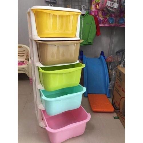 Tủ Nhựa Da Sắc Ngăn Kéo 5 Tầng Có Bánh Xe