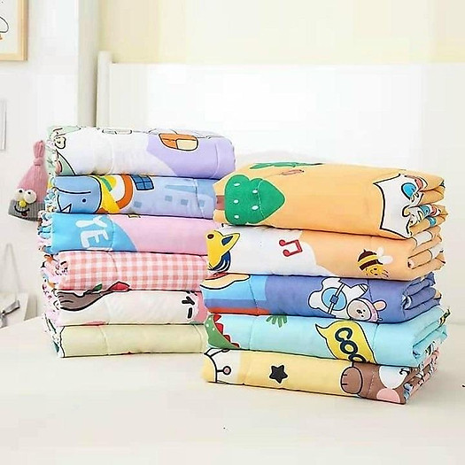 Chăn Cotton 2 Lớp Cho Bé Siêu Mát Họa Tiết Dễ Thương Nhiều Hình 140x110x3cm