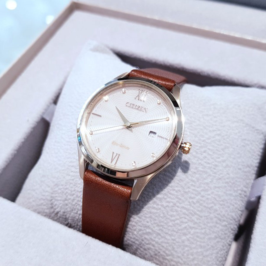 Đồng Hồ Nữ Citizen Dây Da EW2533-11X - Mặt Vàng Hồng