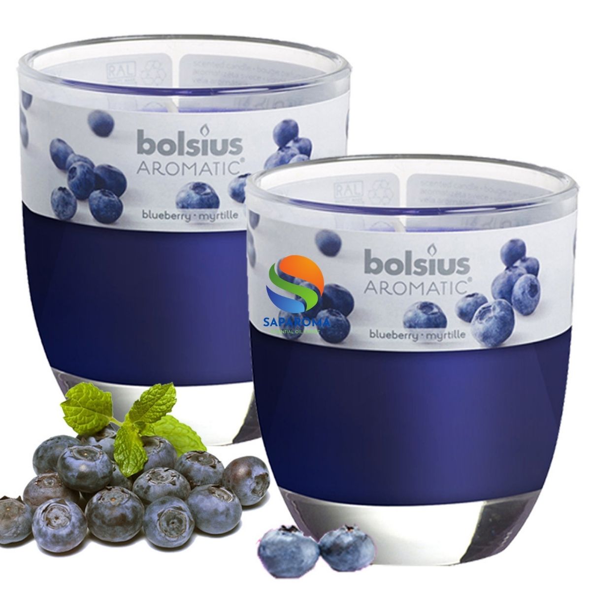 Combo 2 ly nến thơm tinh dầu Bolsius Blueberry 105g - hương việt quất, nến trang trí, thơm phòng, thư giãn, khử mùi