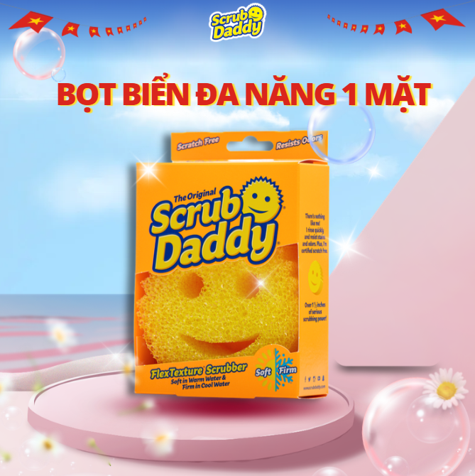 Miếng rửa chén bọt biển Scrub Daddy nguyên bản, miếng xốp lau chùi đa năng