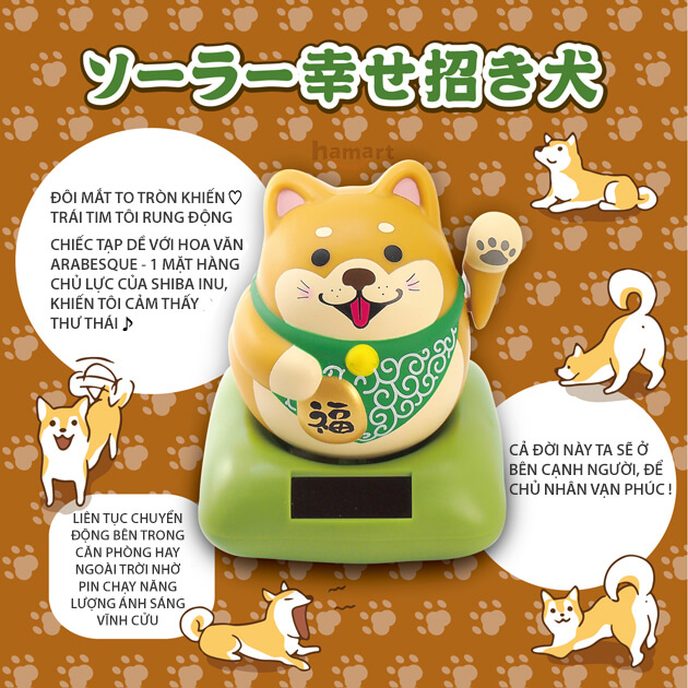 Mô Hình Chó Thần Tài SHIBA INU Nhật Bản Lắc Lư Vẫy Tay Tự Động Hamart Mời May Mắn Bình An Tới Chủ Nhân