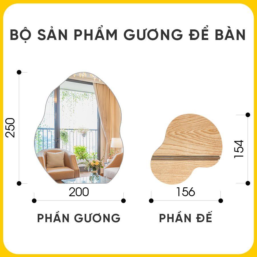 Gương decor trang điểm - Gương để bàn độc đáo Unix, đế gỗ - Nhập khẩu từ Bỉ - Trang trí phòng cực kì sang trọng