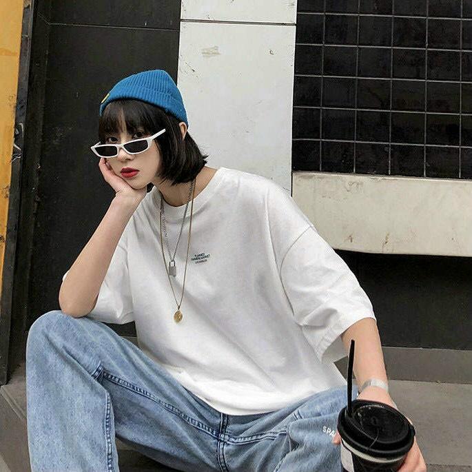 Áo Thun In Dòng Chữ (Trắng,Đen) - Áo thun tay lỡ form rộng Unisex 38-65kg Nam Nữ