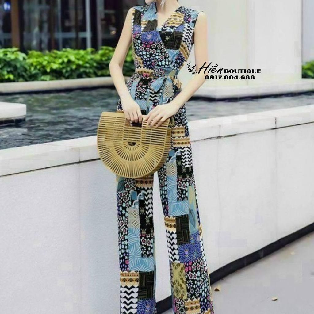 Jumpsuit Dài Ống Rộng, Jum Nữ Hàng Thiết Kế Cổ Đắp Chéo Kèm Belt Trang Trí Chất Lụa Nhật Cao Cấp Hack Dáng Siêu Xinh