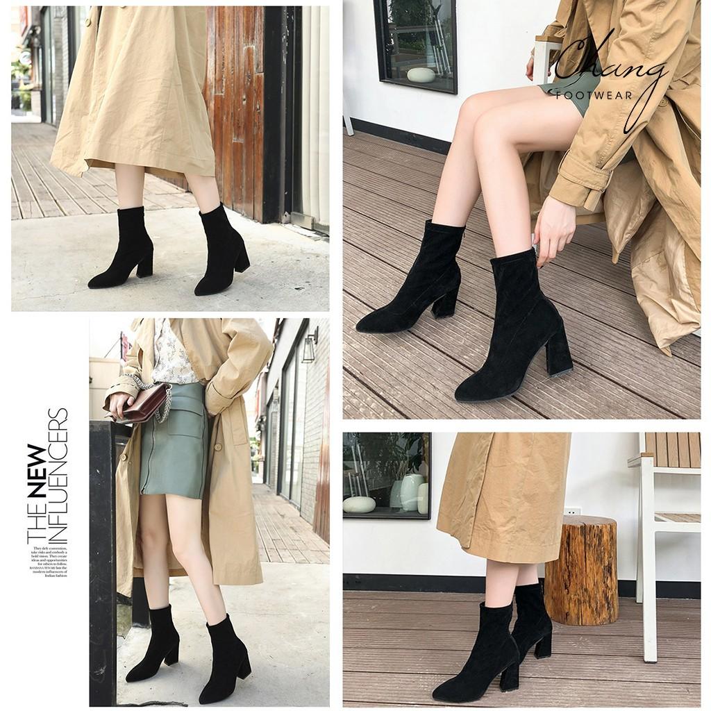 Boot nữ cao cổ Hàn Quốc | HÀNG CAO CẤP | Bốt da lộn đế cao 6cm và 8 cm