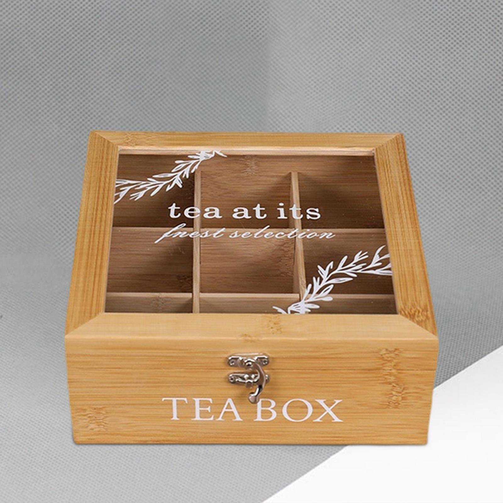 Tea Holder Jewelry Organizer Wooden Chest 9 Compartments Coffee Tea Candies Bin Storage Compartments Cabinets for Kitchen Cabinets Decor