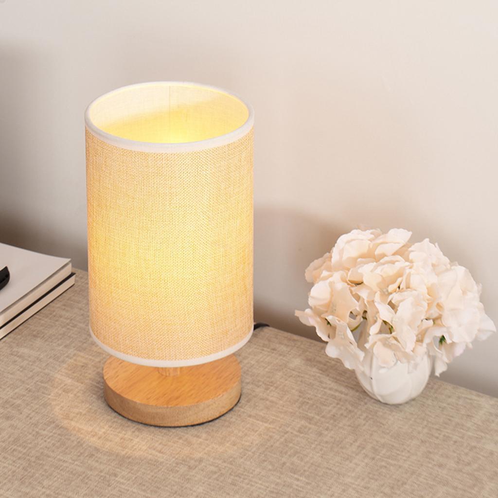 Bedside Table Lamp LED NightStand Light Fabric Shade Home Decor