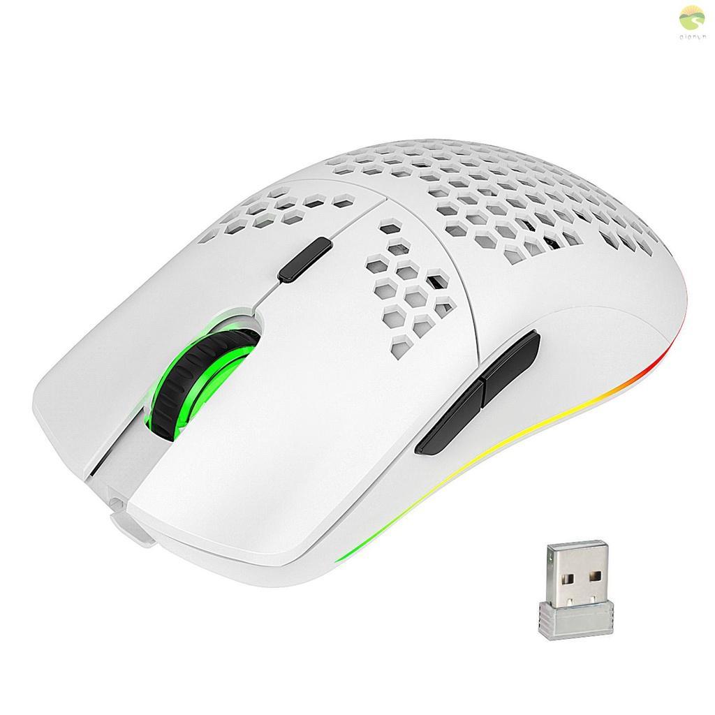 Chuột chơi game không dây T66 dạng sạc đèn RGB 2.4G với DPI có thể điều chỉnh tiện gọn cho laptop/ máy tính để bàn