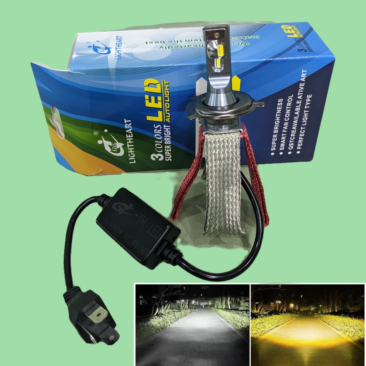 Đèn Pha LED Ô Tô - Xe Máy H4 36W 3 Nhiệt Màu AUTO:  Siêu Sáng 36W Loại Tốt