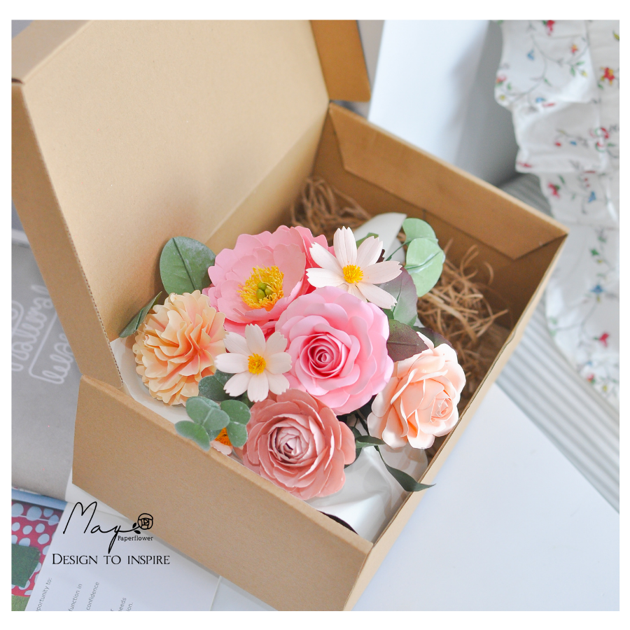 Hoa giấy quà tặng cao cấp - Happy Peony, hoa handmade Maypaperflower, hoa giấy nghệ thuật