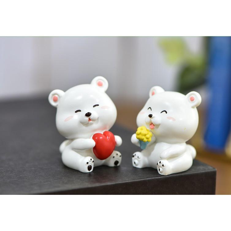 KHO-HN * Mô hình gấu trắng Bắc Cực mũm mĩm dễ thường trang trí tiểu cảnh, móc khóa, terrarium, DIY