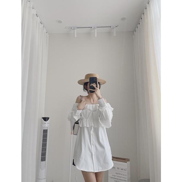 Áo sơ mi trễ vai bèo siêu hot