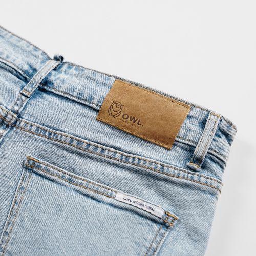 OWL BRAND SHORT JEAN SLIM - Quần jeans ngắn dáng suông xanh nhạt - OWL120521