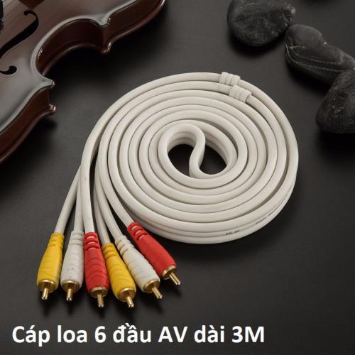 Cáp loa AV 6 đầu hoa sen RCA dài 3M cao cấp JSJ (dây AV 6 đầu)