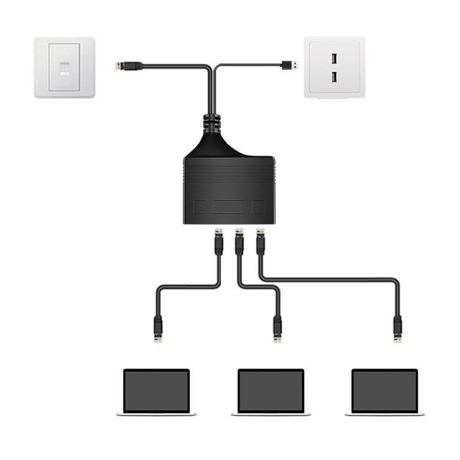 RJ45 Ethernet Splitter Splitter Ethernet Adapter ,Electronics with High Speed ,Network ,1 to 4 Port Ethernet Cable Connector for