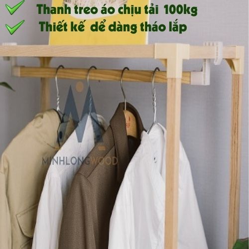 Tủ Treo Quần Áo Minhlongwood M17 - Kệ Gỗ Giá Treo Quần Áo Thông Minh - Nội Thất Phòng Ngủ - Màu Sắc Tự Nhiên