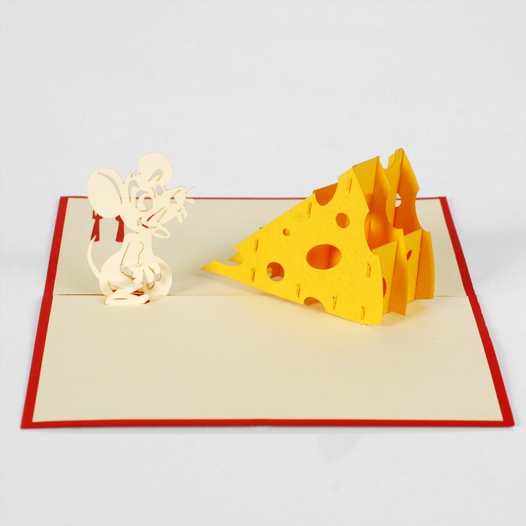 Thiệp 3D handmade Mouse & Cheese AN016 size 10x15cm
