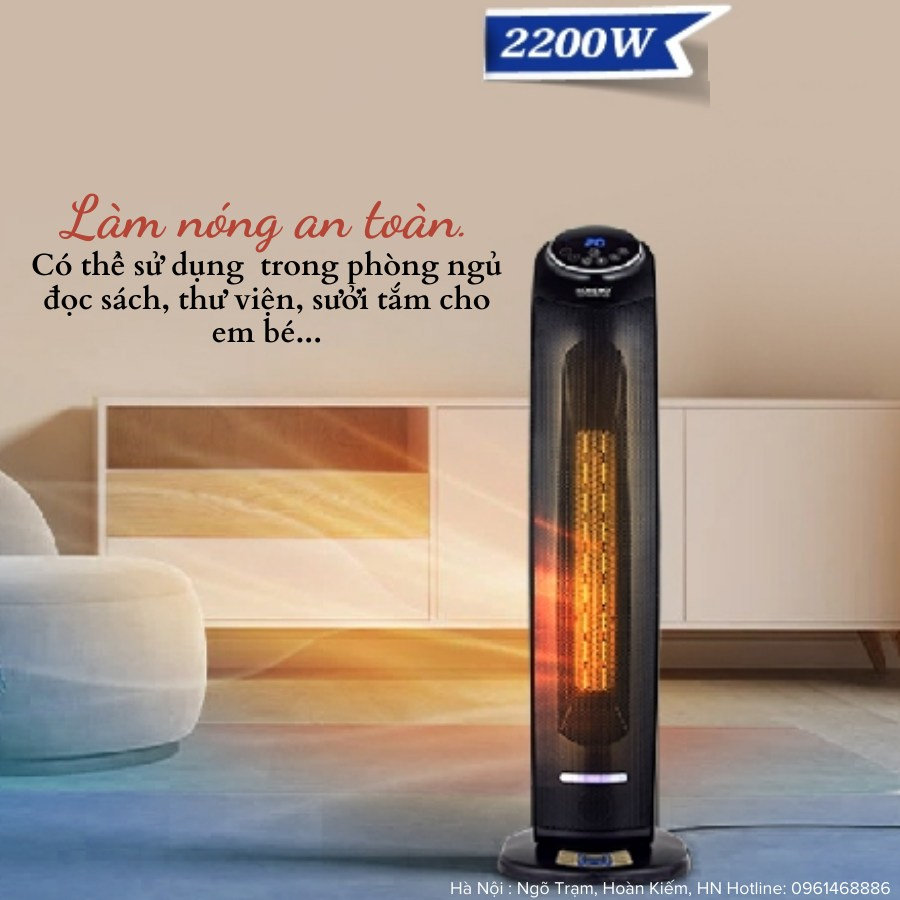 Máy sưởi gốm Ceramic Koreno KN-555 công suất 2200W kèm khiển từ xa - Hàng chính hãng