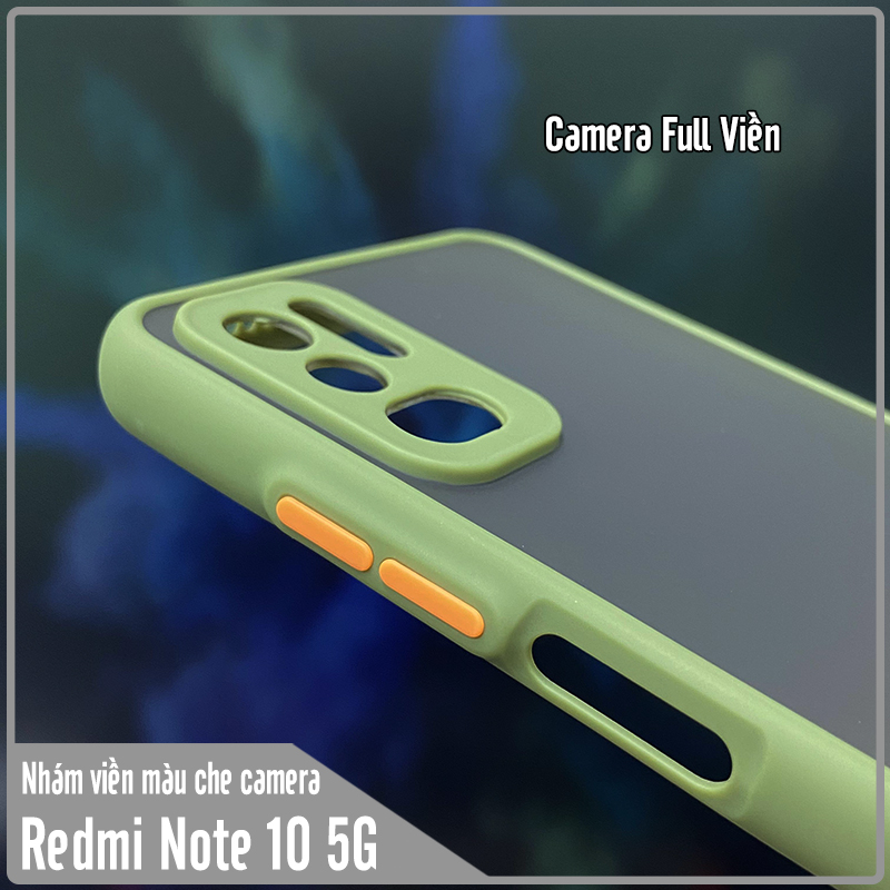 Ốp lưng cho Xiaomi Redmi Note 10 5G nhám viền màu che camera