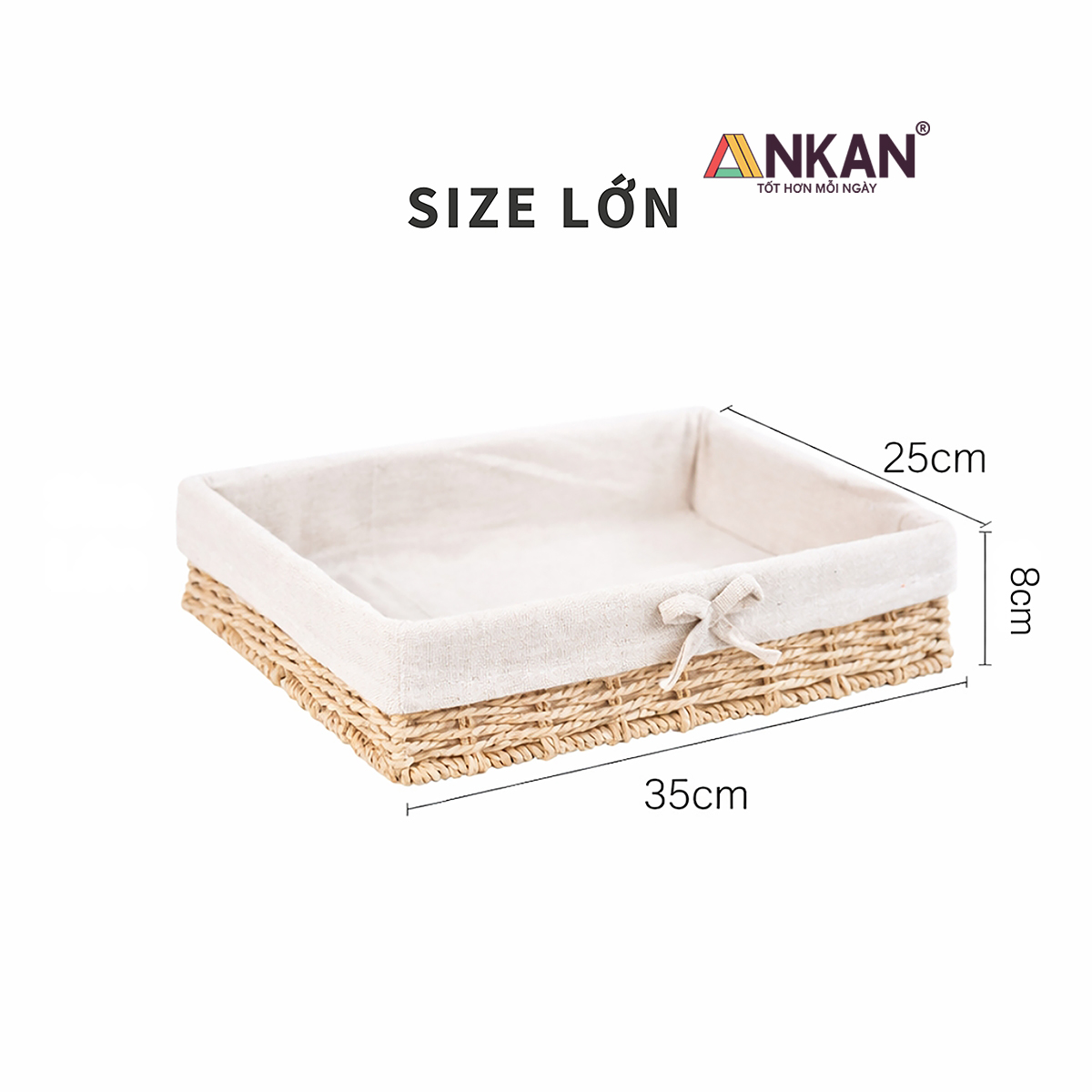 Khay Đựng Bánh Kẹo Hoa Quả Sang Trọng Chữ Nhật Lót Vải Nơ Đa Năng