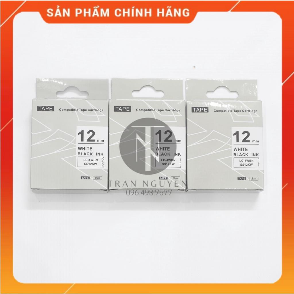 Nhãn in Tepra SS12KW (LC-4WBN) - Chữ đen nền trắng 12mm x 8m - Hàng nhập khẩu