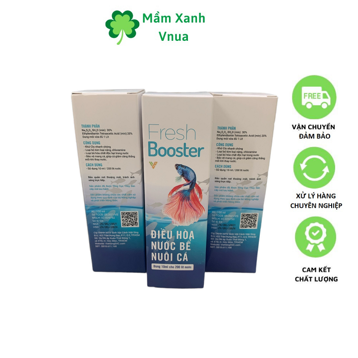 FRESH BOOSTER Dung Dịch Khử Clo, Nước Mới Cho Cá, Chống Sốc Khi Thay Nước - Chai 100ML