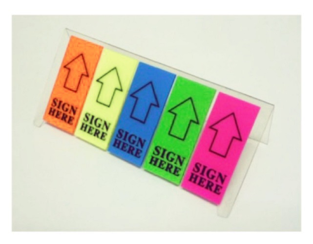 Set 5 tập Giấy note trình ký 5 màu nhựa Sign Here 45668