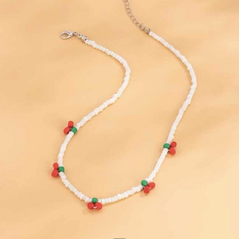 N89 Bộ nhiều mẫu dây chuyền handmade hạt Cườm trái cherry xinh xắn