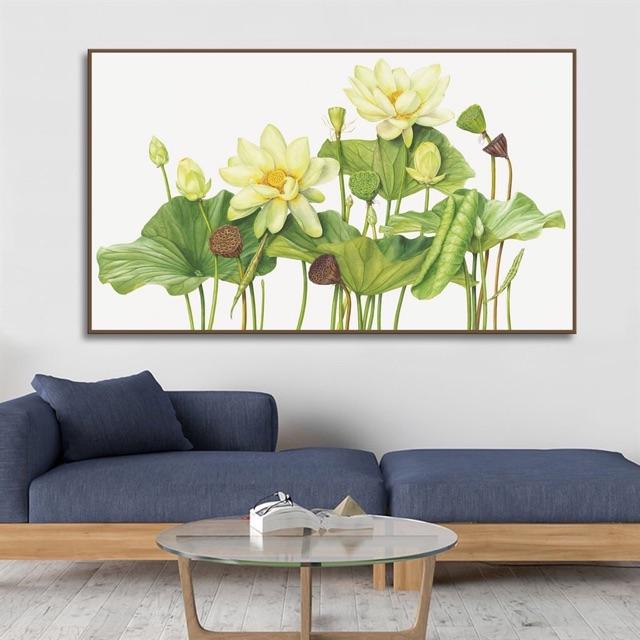 Tranh treo tường tranh CANVAS , Tranh sơn dầu( tranh vẽ tay)mẫu hoa sen kích thước 60* 80cm( kèm khung cao cấp