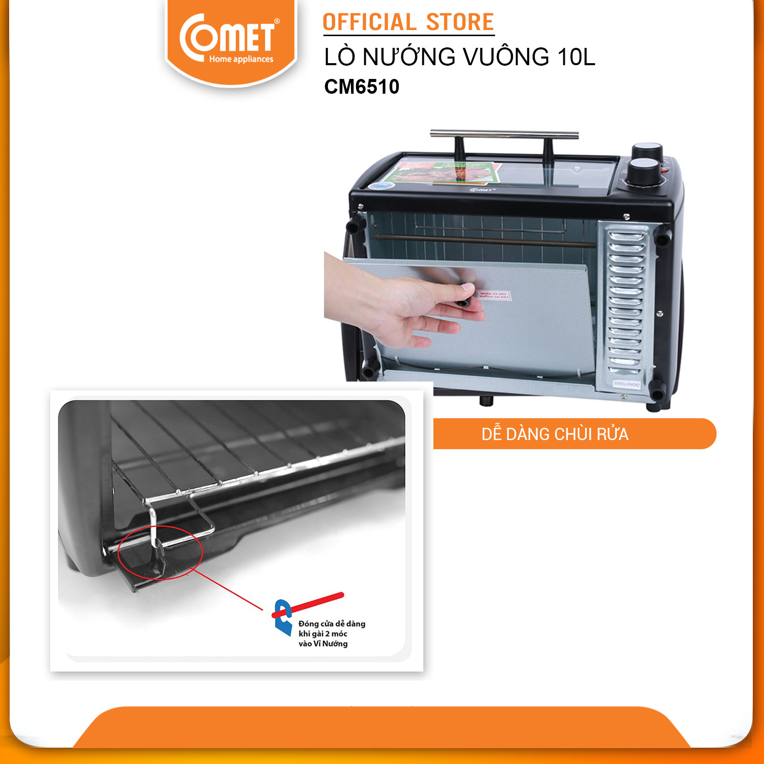 Lò Nướng Điện Đa Năng Comet CM6510 - Đen - Hàng Chính Hãng