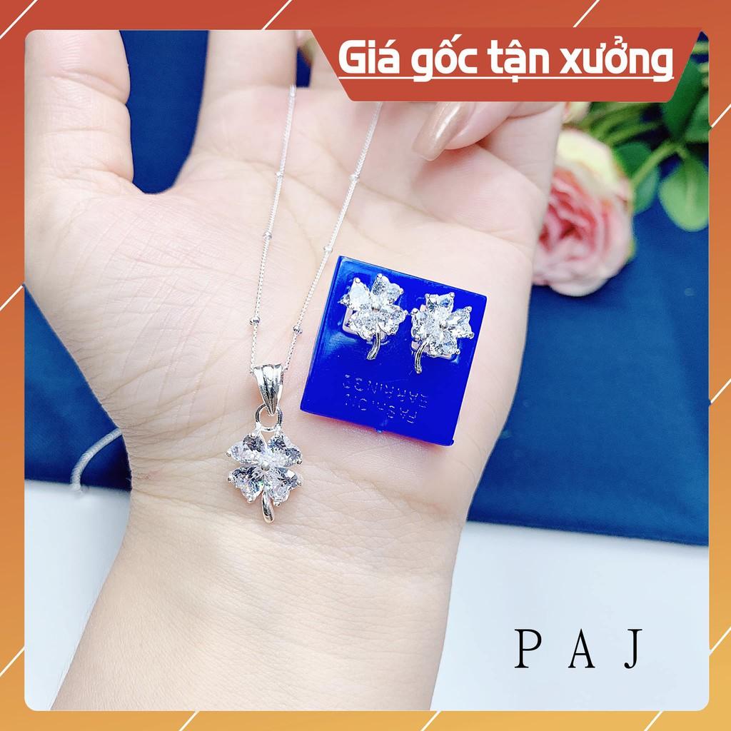 Bộ trang sức dây chuyền- bông tai cỏ bốn lá