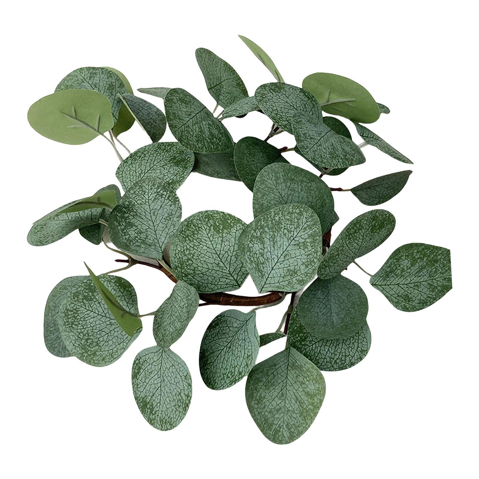 Candle Garland , Candle Wreath, Green Leaves Wreath Mini Wreaths Greenery Candle Wreath, for Home Party Living Room Decoration